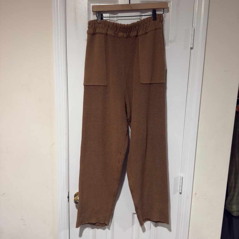 Free People‎ Beach Knit Wide Leg Pants Brown Size Large